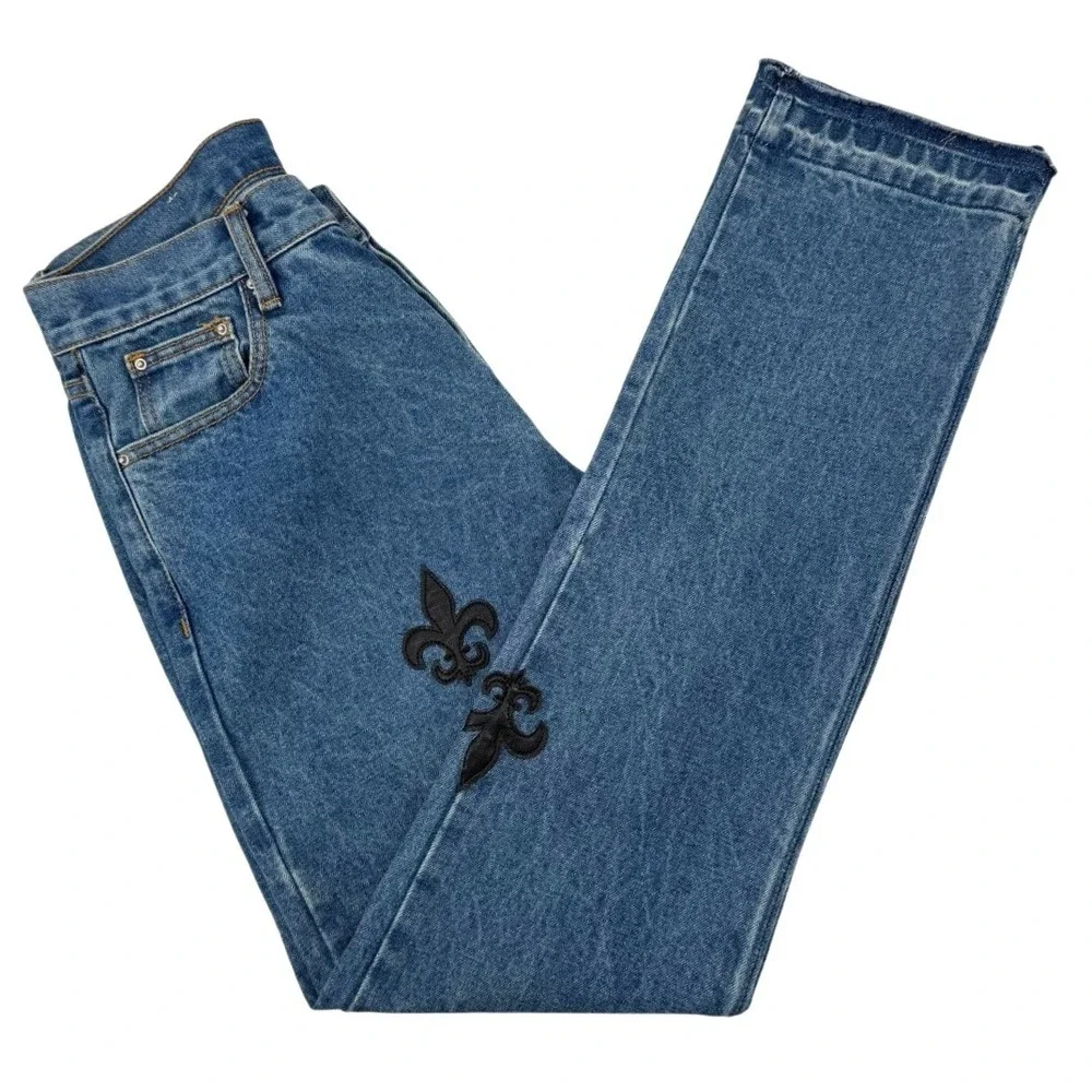 MNML Mens Size 30 D112 Fleur Straight Leg Jeans Embroidered Streetwear Y2K EUC